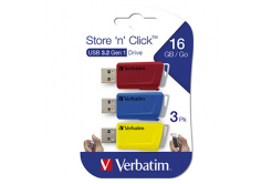 Verbatim USB flash disk, USB 3.0, 16GB, Store N Click, mix barev, 49306, USB A, s výsuvným konektorem, 3ks