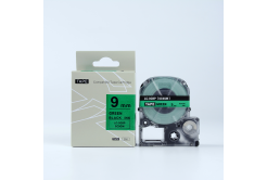 Epson HTC9GW, 9mm x 8m, black text / green tape, compatible tape