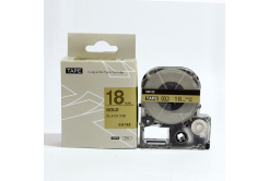 Epson LC-SM18ZW, 18mm x 8m, black text / gold tape, compatible tape