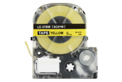 Epson LK-SC9YW, 9mm x 9m, black text / yellow tape, compatible tape