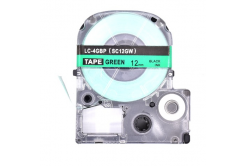 Epson LC-SC12GW, 12mm x 8m, black text / green tape, compatible tape