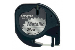 Dymo LetraTag 91208 S0721730 12mm x 4m black text/silver tape original tape metalic