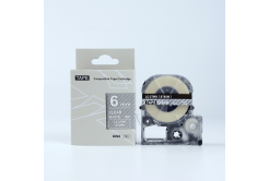 Epson LK-ST6SW, 6mm x 9m, white text / transparent tape, compatible tape