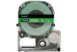 Epson LK-SD9GW, 9mm x 9m, white text / green tape, compatible tape