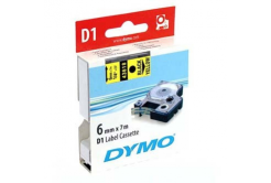 Dymo D1 43618, S0720790, 6 mm x 7m, black text/yellow tape, original tape