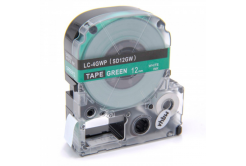 Epson LC-SD12GW, 12mm x 8m, white text / green tape, compatible tape