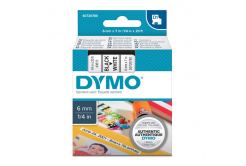 Dymo D1 43613, S0720780, 6mm x 7m black text / white tape, original tape