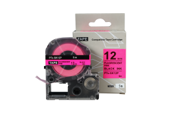 Epson SK12P, 12mm x 5m, black text / fluorescent pink tape, compatible tape