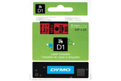 Dymo D1 40917, S0720720, 9mm x 7m, black text / red tape, original tape